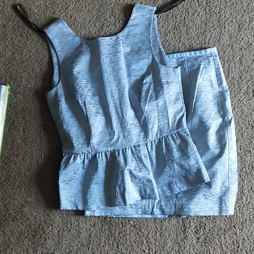 Peplum top and skirt Mermaid Gray blue